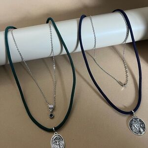 Layered Mushroom and Wolf Pendant Necklace - Cottagecore Witchy Chic Jewelry